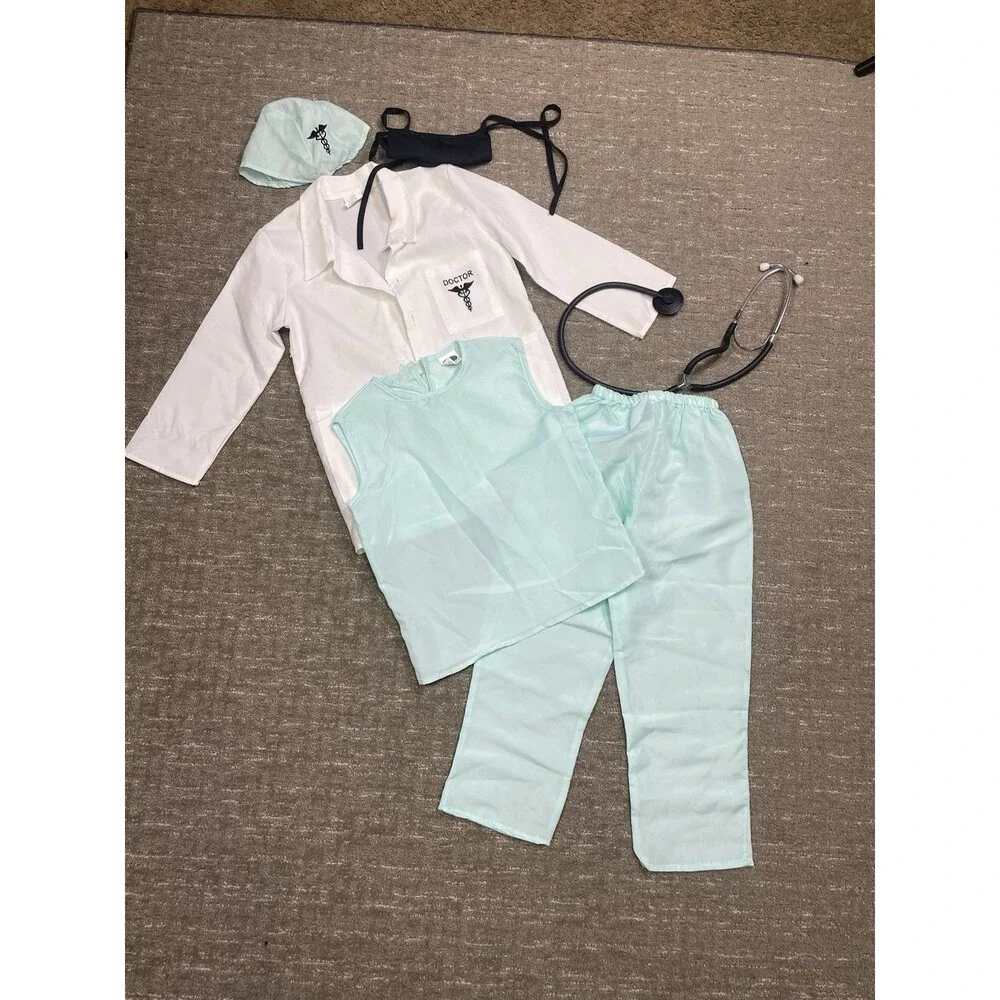 Dress Up America Kids Doctor Costume Small s 4-6 Lab Coat Scrubs Halloween